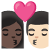 👩🏿‍❤️‍💋‍👨🏻 kiss: woman, man, dark skin tone, light skin tone display on Google